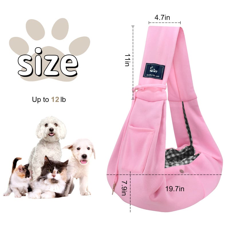 CUBY Dog and Cat Sling Carrier - Hands Free Reversible Pet Papoose Bag - Soft Pouch and Tote Design - Suitable for Puppy, Small Dogs Cats Outdoor (Pink, Unadjustable Strap) - Image 3